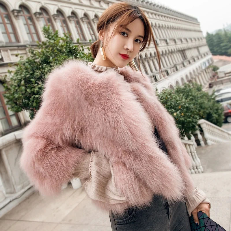 

Imitation Fox Fur Warm Coats Women O-Neck Solid Colors Short Furry Coats Autumn Winter Thick Faux Fur Outcoats Fashion Outwears