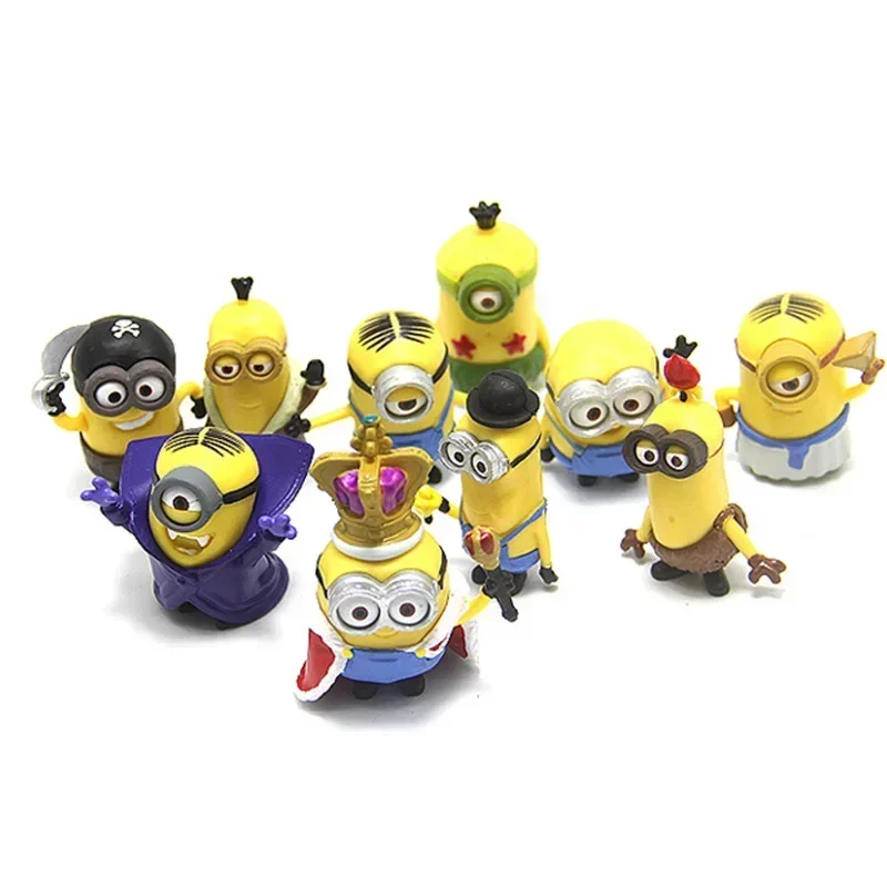 Фото Набор из 10 фигурок-игрушек Kawaii Minions с 3D-глазами, фигурки-герои из мультфильма «Гадкий я», подарки на Рождество для детей №3