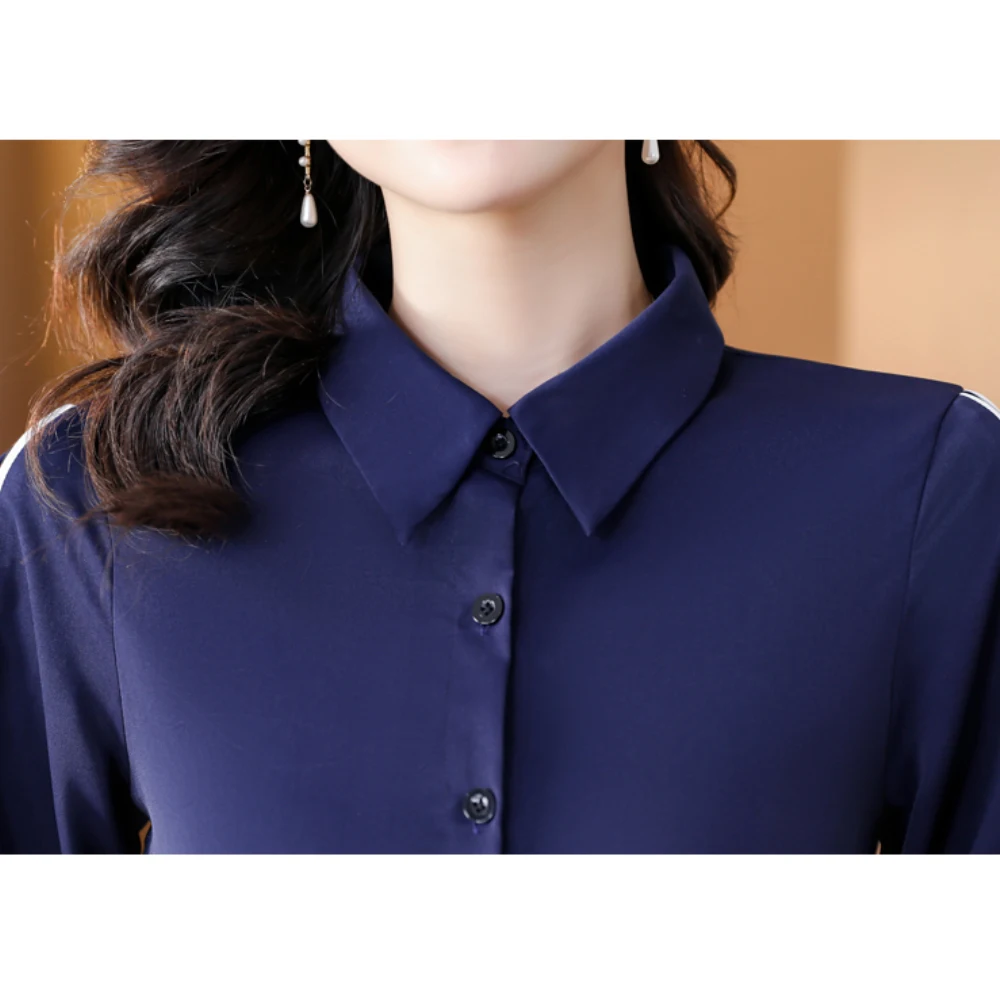 New Women Shirt Classic Chiffon Blouse Female Vintage 3/4 Sleeve Shirt Lady Simple Style Office Work Wear Tops Clothes Blusas images - 6