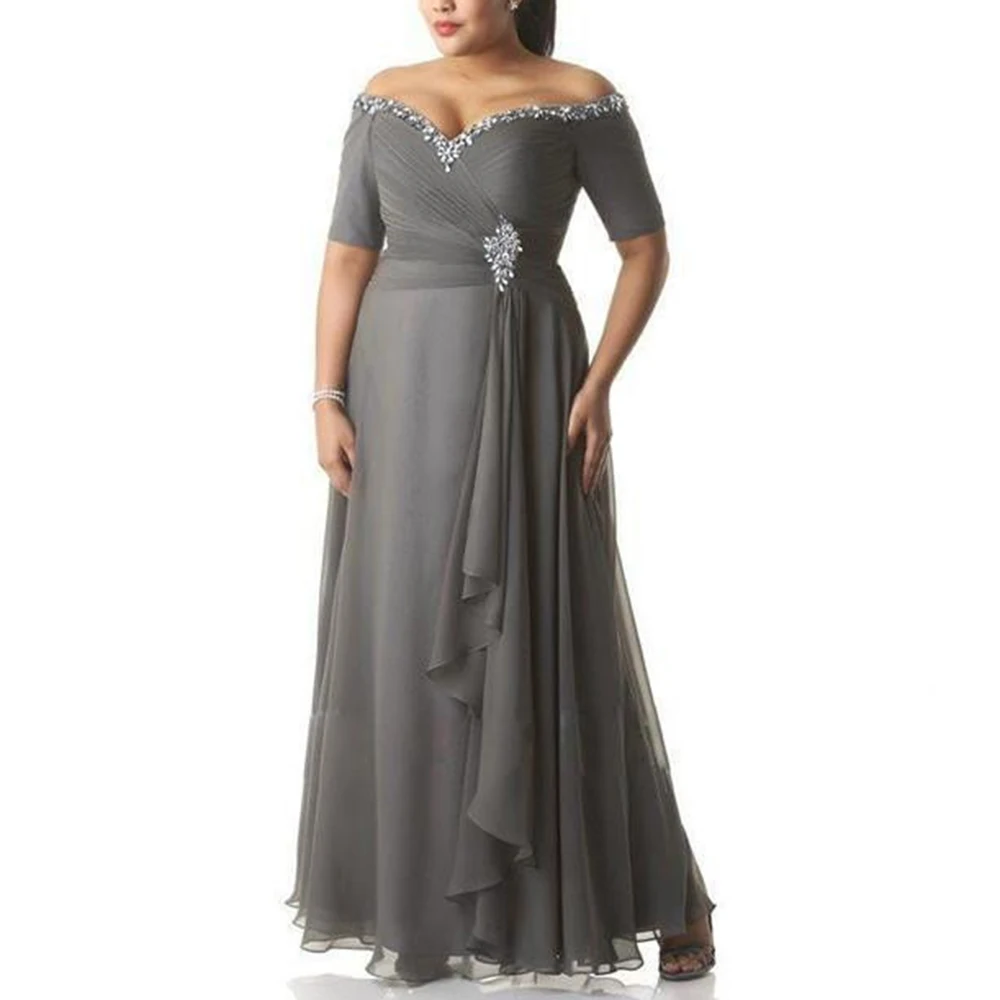 2022 серые платья для матери невесты дешевые шифоновые с открытыми плечами