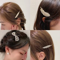 korean feather hairpin pearl diamond inlaid girl headdress duckbill clip bangs clip side clip hair accessories