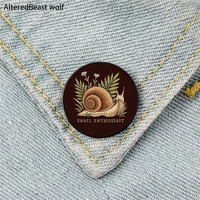 snail enthusiast printed pin custom funny brooches shirt lapel bag cute badge cartoon cute jewelry gift for lover girl friends