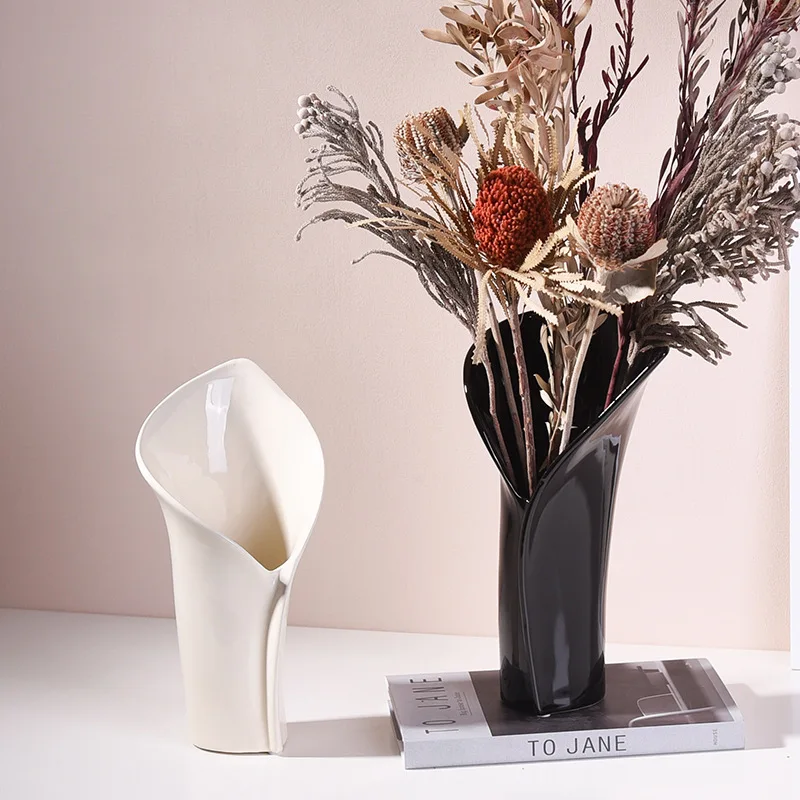 

Ceramic vase ins wind high value wide dry mouth flowers flower arrangement cream home accessories ornaments decoration