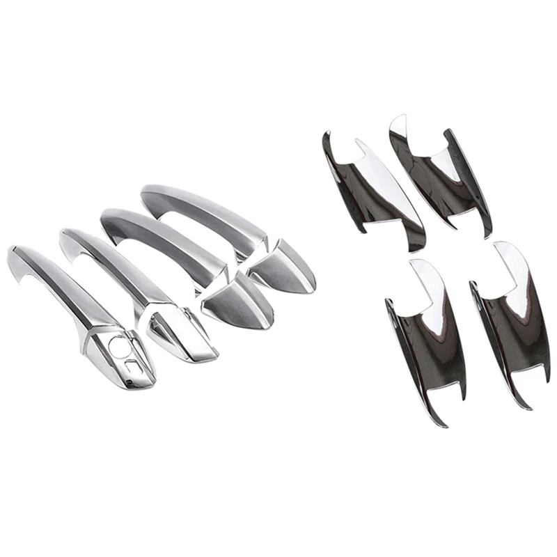 

2 Set Car Accessories: 1 Set Chrome Car Door Handle Trim Door Bowl Decoration & 1 Set Car Chrome Door Handle Trim Cover