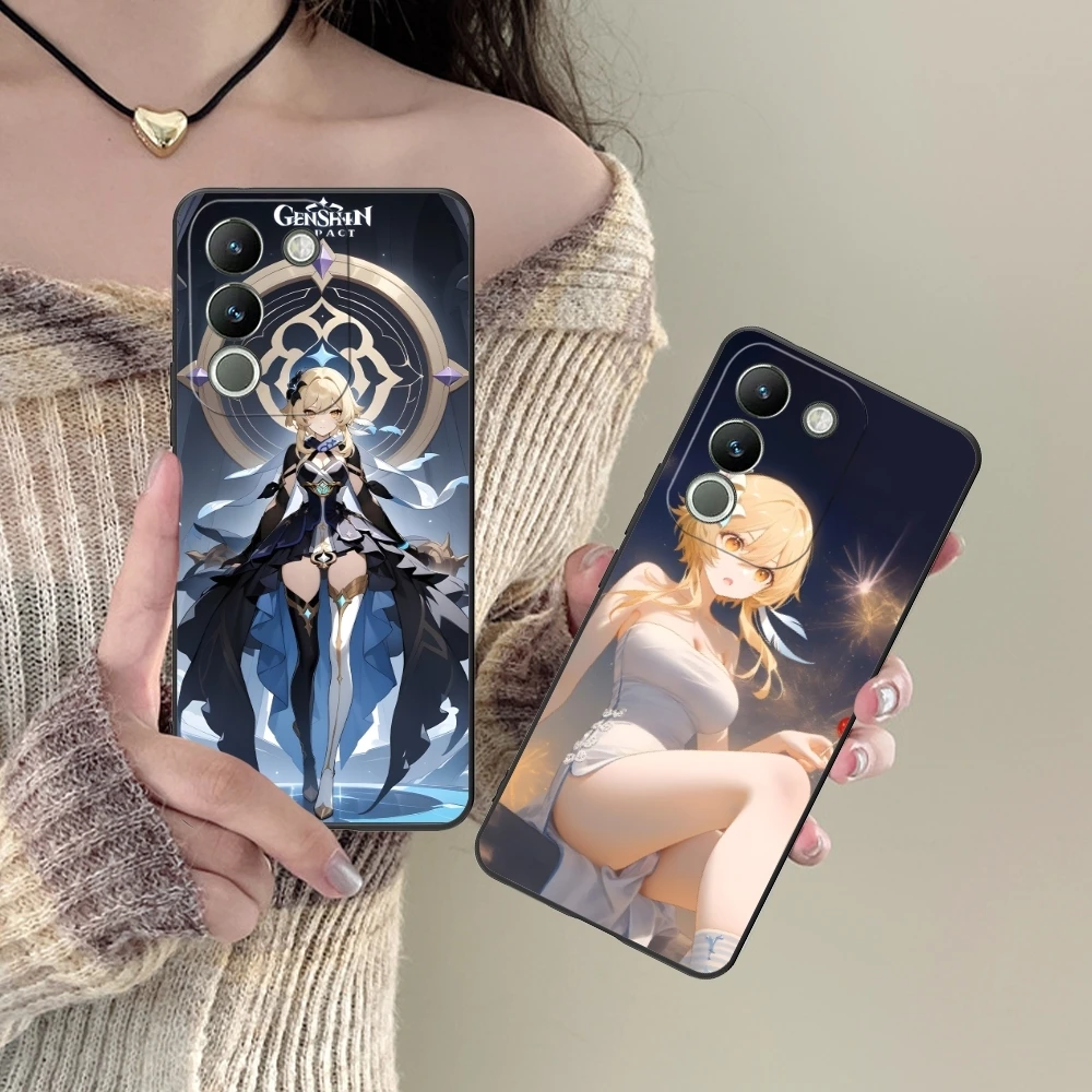 Genshin Impact Lumine Mobile Phone Case for VIVO Y95 Y93 Y31 Y20 V19 V17 V15 Pro X60 NEX Black Soft Cover Shell
