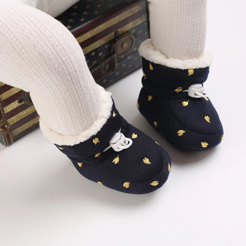 

Winter Newborn Baby Cotton Warm Booties Boy Girl Star Shoes Toddler Comfort Soft Anti-slip Infant Shoes First Walkers