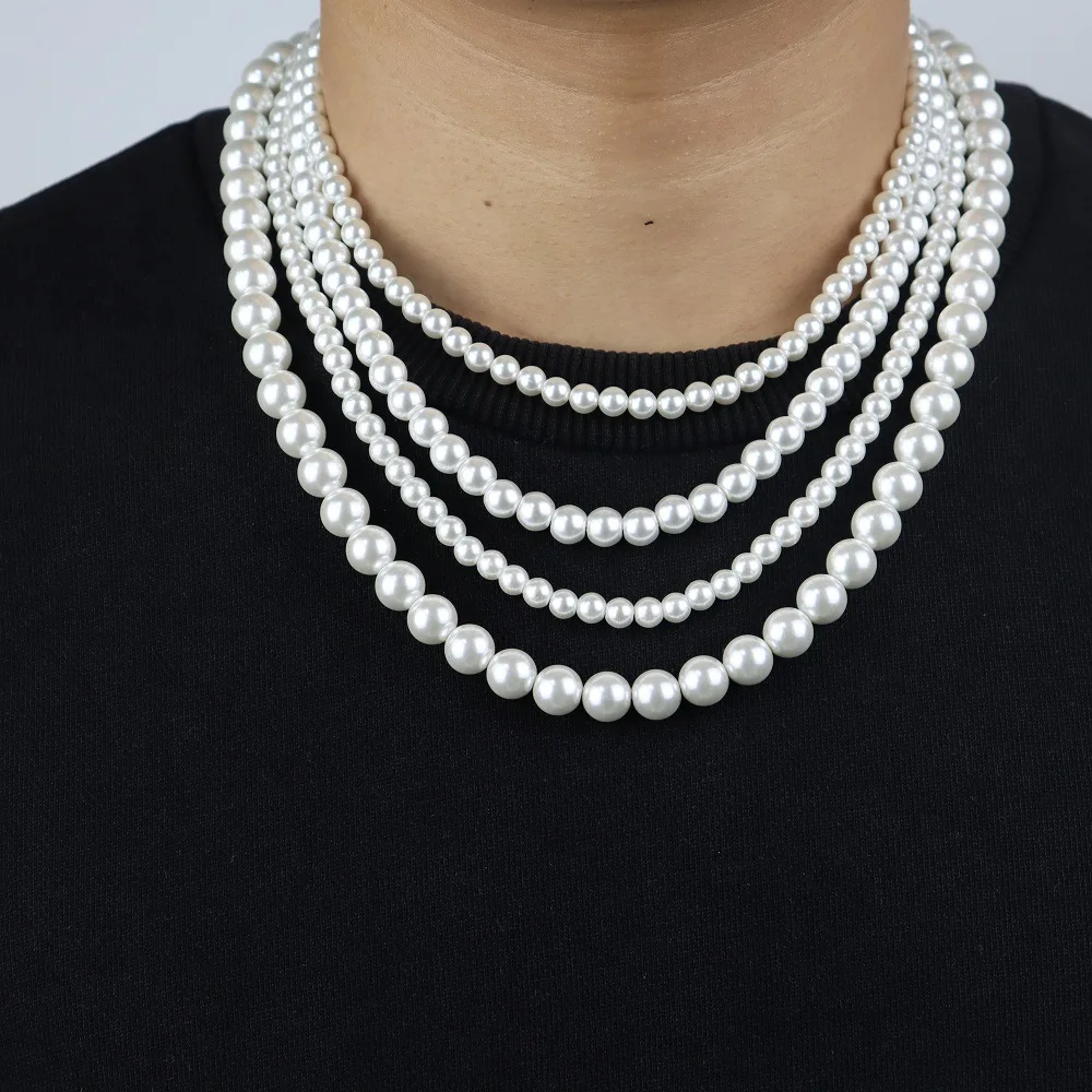 2022 New Trendy Imitation Pearl Necklace Men Temperament Simple Handmade Strand Bead Necklace For Women Jewelry Gift