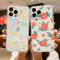 luxury flower transparent phone case for iphone 11 12 13 mini pro max xs x xr 7 8 plus se 2020 6s 6 soft shockproof cases cover