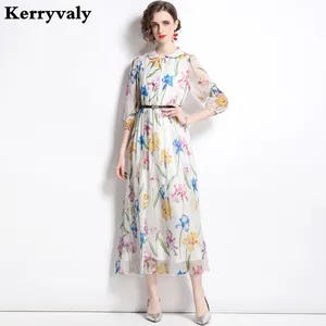 French Retro Cropped Sleeve Floral Printed Summer Dress Women 2023  Vestidos Femininos Frete Grátis  지퍼원피스 K9918