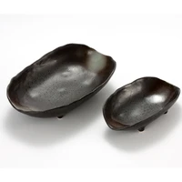 9 12 inch fruit plate black four legged stone plate snack plate ceramic tableware japanese tableware