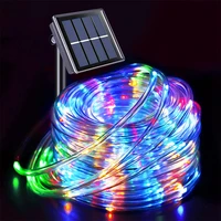 waterproof 5m 10m 20m solar powered led rope tube string lights 8 modes copper wire christmas light for garden yard fence patio