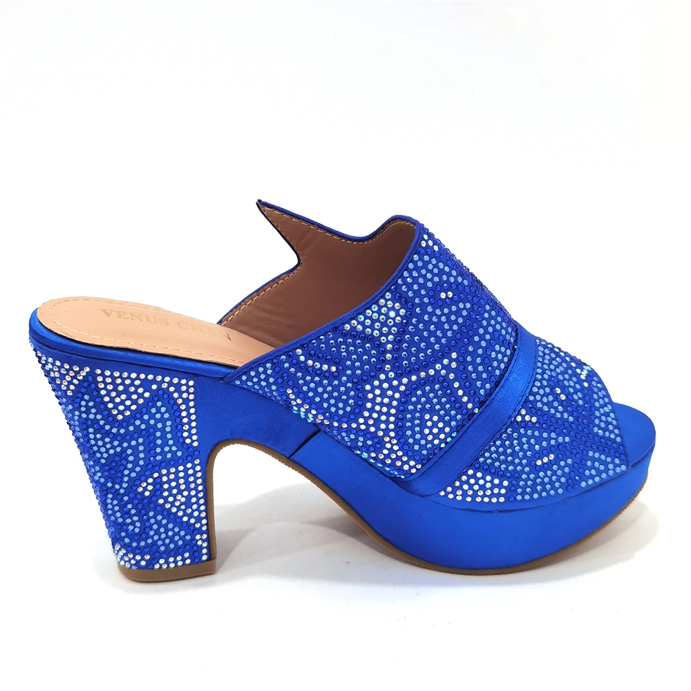 Venus Chan Royal Blue Noble Platform High Heels With Elegant Shoes Italian Popular Design African Ladies Shoes Bag Set