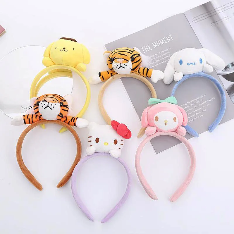

Cute Sanrio Mymelody Hellokitty Headband Female Cartoon Plush Hairband Makeup Toiletries Student Children Hair Accessories Gift