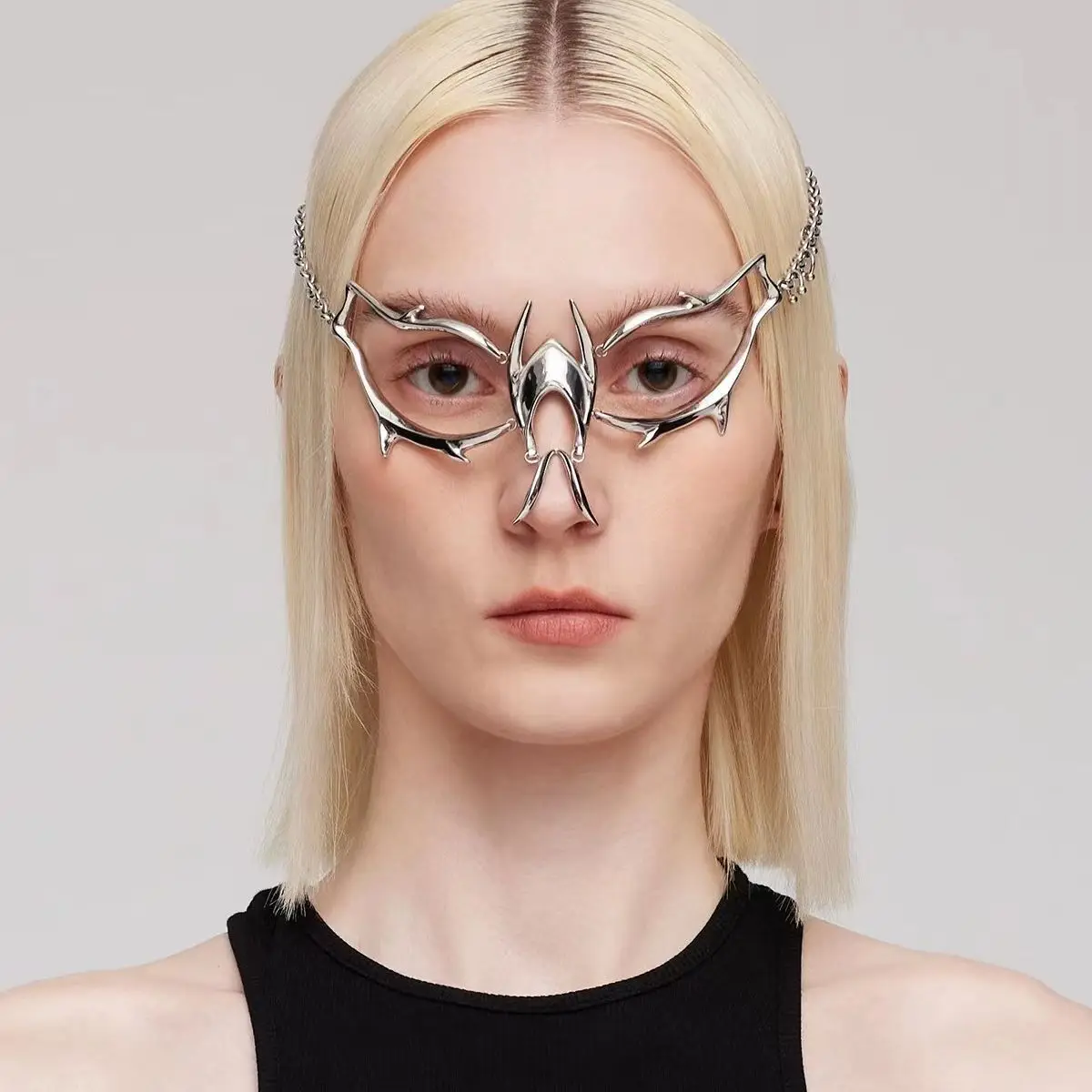 

New Perfect Mechanical Wind Magic Ball Mask Streamlined Metal Mask Nasal Ornament Fashion Accessory Gift