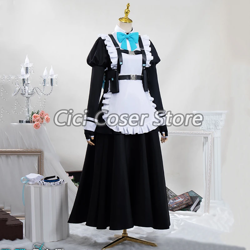 Фото Игровая Аниме Синий архив Косплей Asuma Toki Lolita горничная униформа орнамент для одежды бант костюм Хэллоуин Карнавальный костюм парик обувь реквизит №2