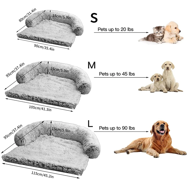 Calming Dog Bed Fluffy Plush Mat for Furniture Protector with Removable Washable Cover Dogs | Beds/Mats