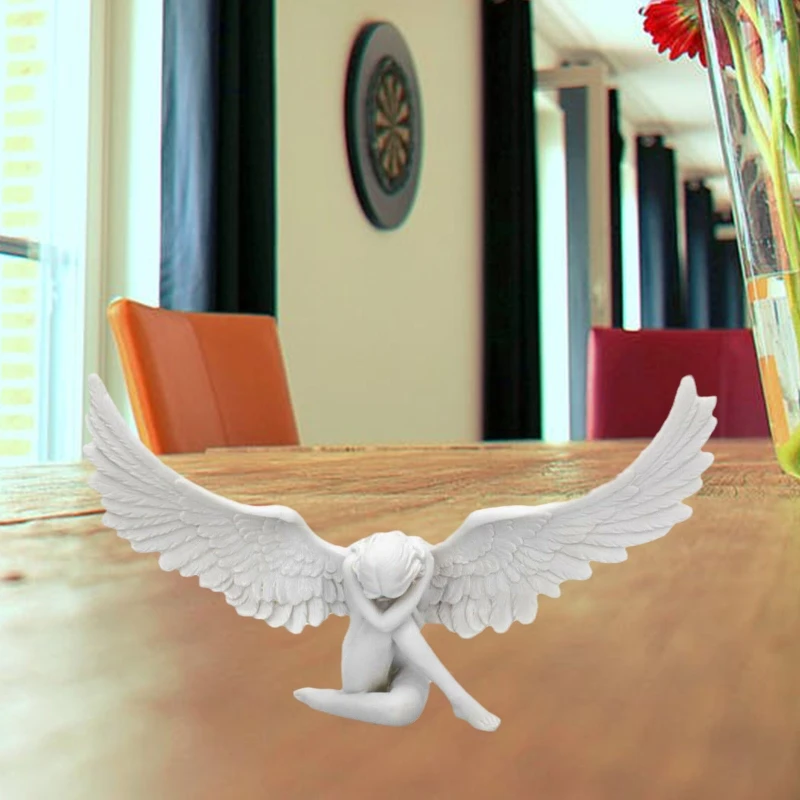 Рыдающий ангел садовая статуя богиня статуи ангелов украшения из смолы крылья