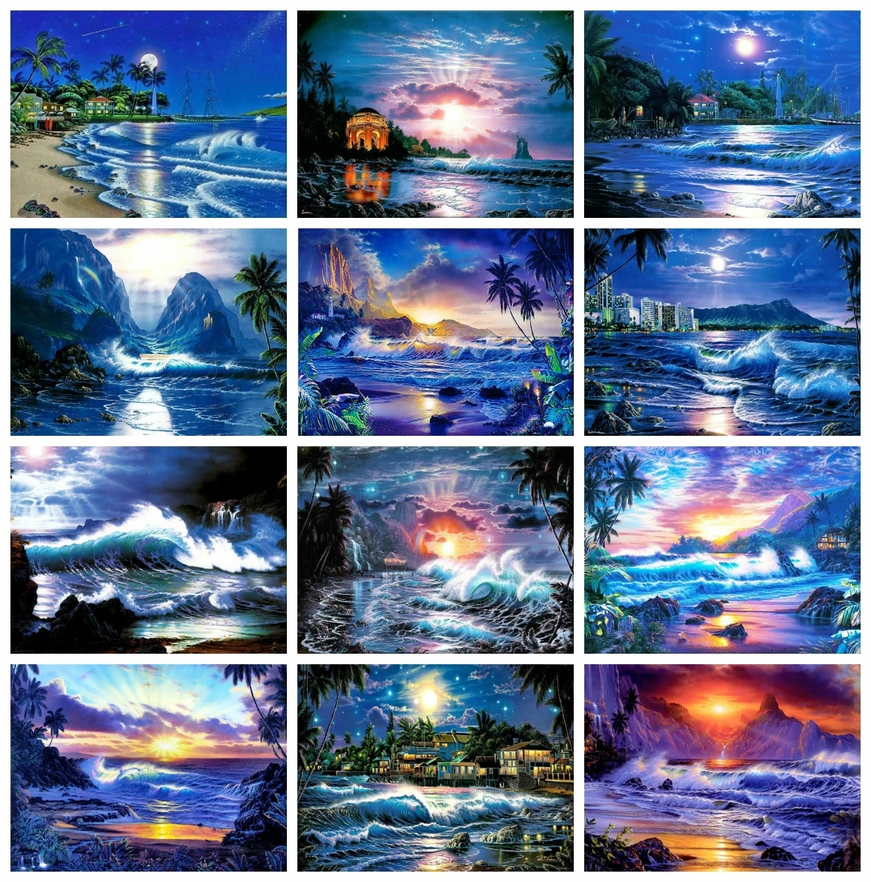 

AZQSD Picture By Numbers Seaside Sunset Tree Frameless Acrylic Hand Paint Kit On Canvas Painting By Numbers Landscape Wall Decor