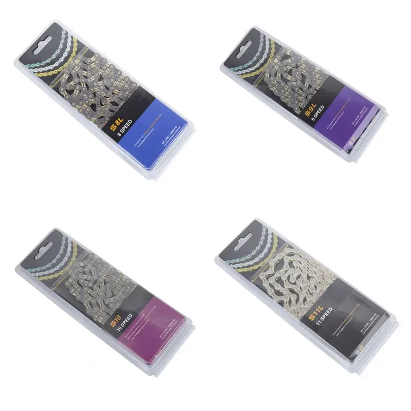 

Цепи 8 9 10 11 скорость 116L половинчатая Золотая Серебряная цепь для горного велосипеда