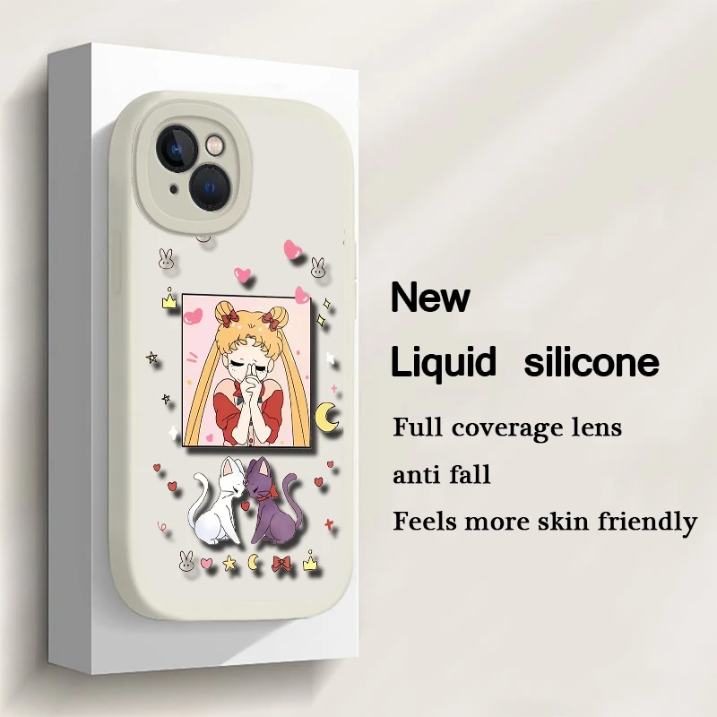 Мягкий силиконовый чехол в стиле аниме Сейлор Мун для iPhone 15 Plus 14 13 12 11 X XS XR Pro Max Mini 8