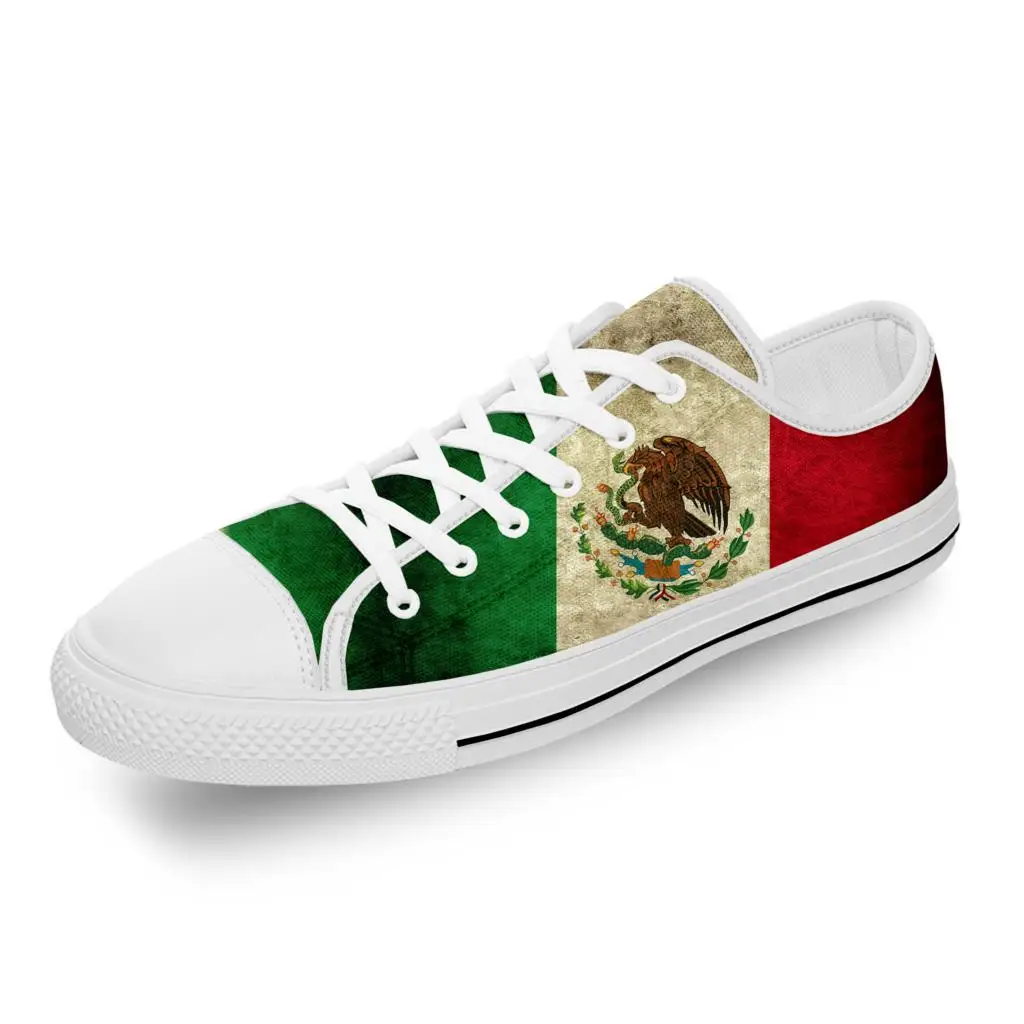 

Mexico Mexican Flag Patriotic Cool White Cloth Fashion 3D Print Low Top Canvas Shoes Men Women Lightweight Breathable Sneakers