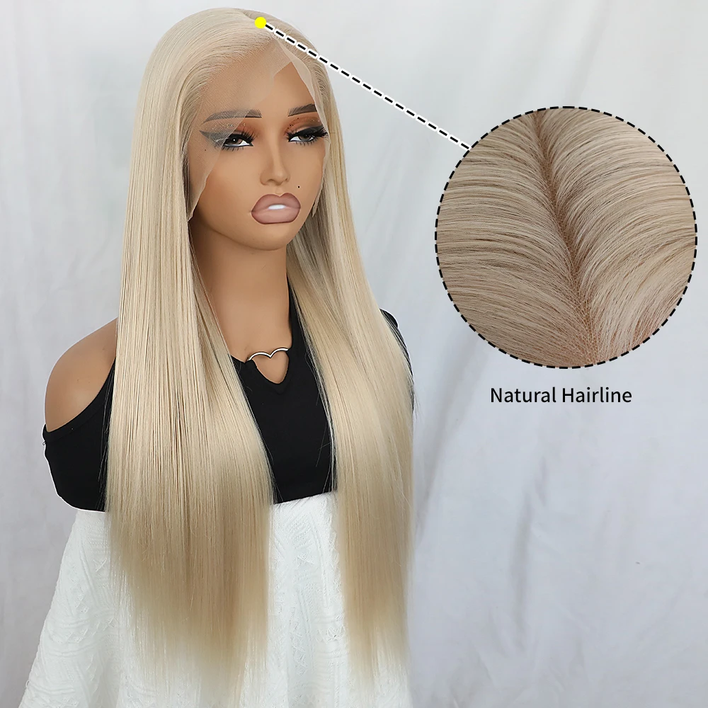 Apolaurel Ash Blond Синтетические длинные волосы 13x6 с легким синтетическим кружевом