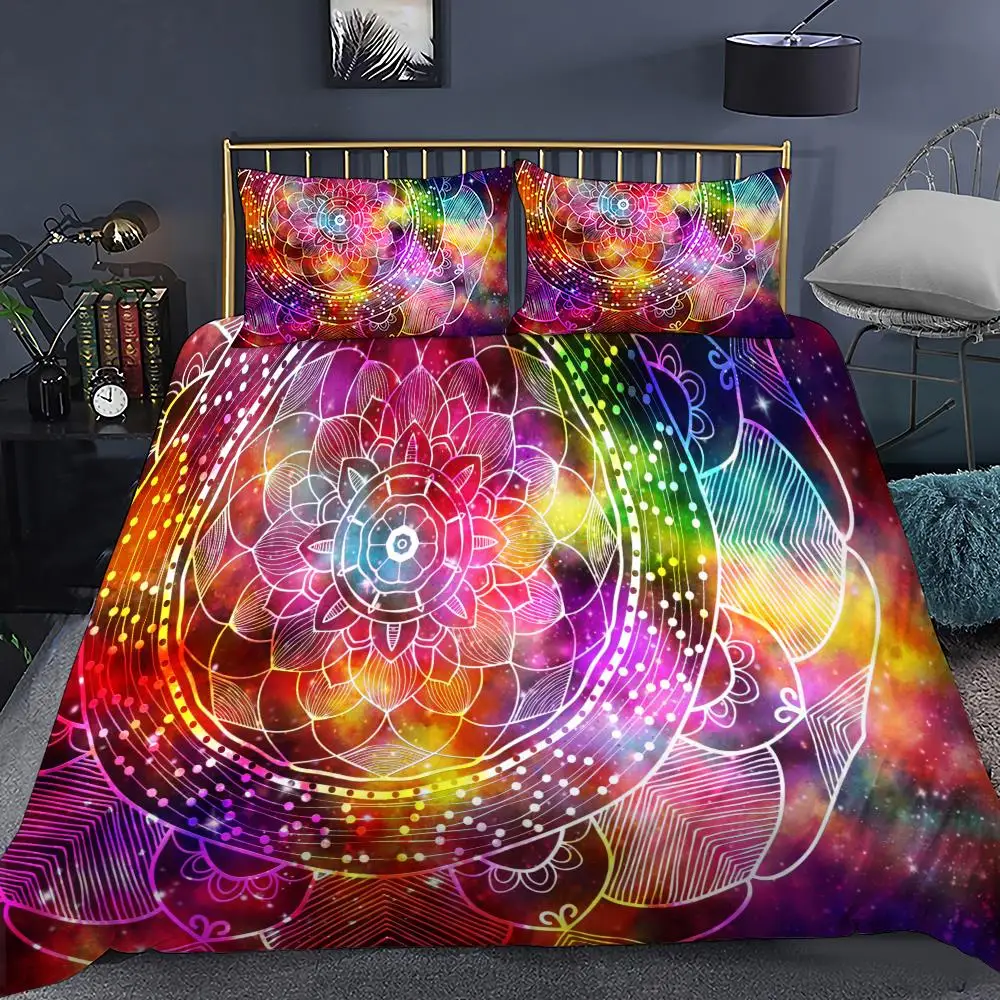 

Bohemian Mandala Duvet Cover Set Golden Boho Soft Microfiber Bedding Set for Kids Adults Comforter Cover with Pillow Shams