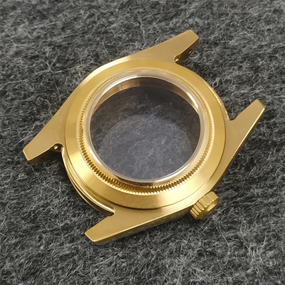 PVD Gold Stainless Steel Watch Case 39mm Transparent Bottom Cover Oyster Type Sapphire Mirror Case For NH35 NH36 Movement