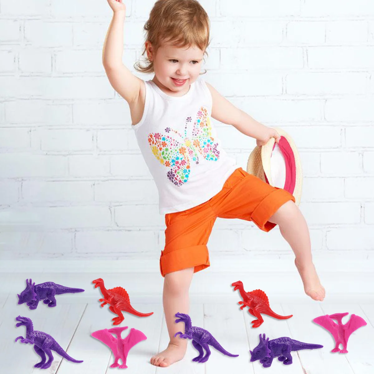

100 pcs Dinosaur Model Plastic Bright Color Simulation Dinosaur Figures for Kids