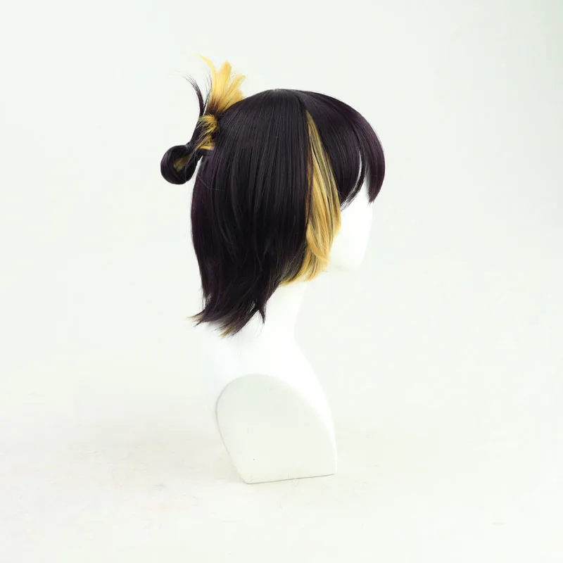 Парик для косплея Петра Гурин короткая пучок из темно-фиолетовых и желтых
