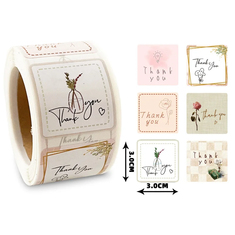

300 листов/рулон, квадратные наклейки с надписью «Thank You»