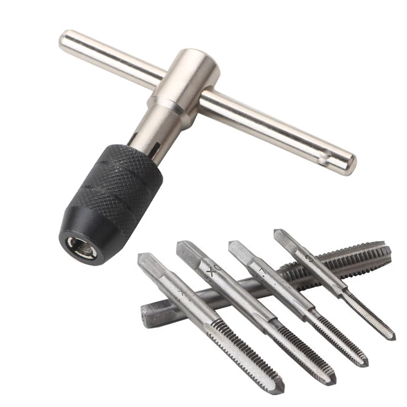 

For Tap Thread Machine Adjustable Metric Screw Hand Ratchet Tools Tap Holder T-handle Wrench Plug Household Set T-shaped