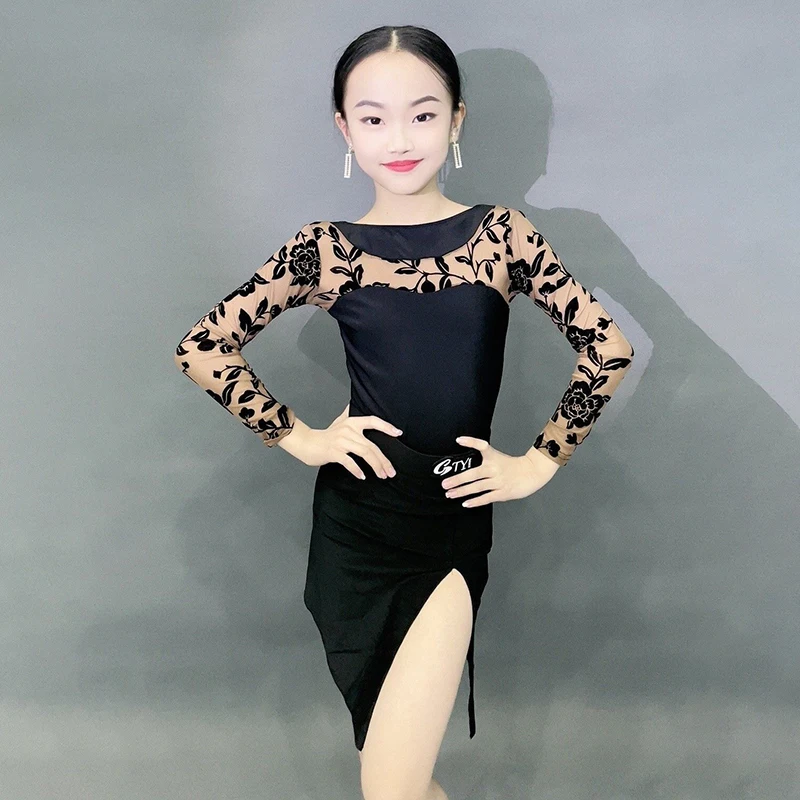 

Kids Dancing Performance Prom Dresses Ballroom Dance Competition Dress Girls Latin Dance Dress Stage Practice Clothes SL8016