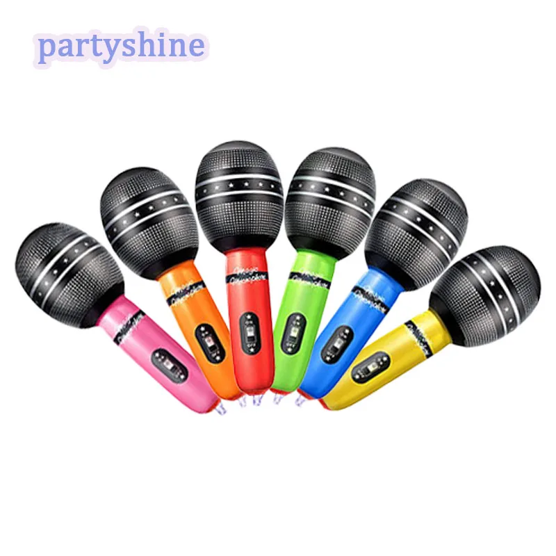 

6pcs Microphone Foil Balloon Inflatable Mike Toys For 90s Theme Party Decorations Kids Rock Star Concert Birthday Party Decors