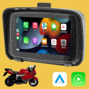 LBW Professional Wireless Apple Carplay/Wireless Android Auto Touchscreen  for Motorcycle, 5 Inch Portable Motorcycle GPS Navigation System Via Car