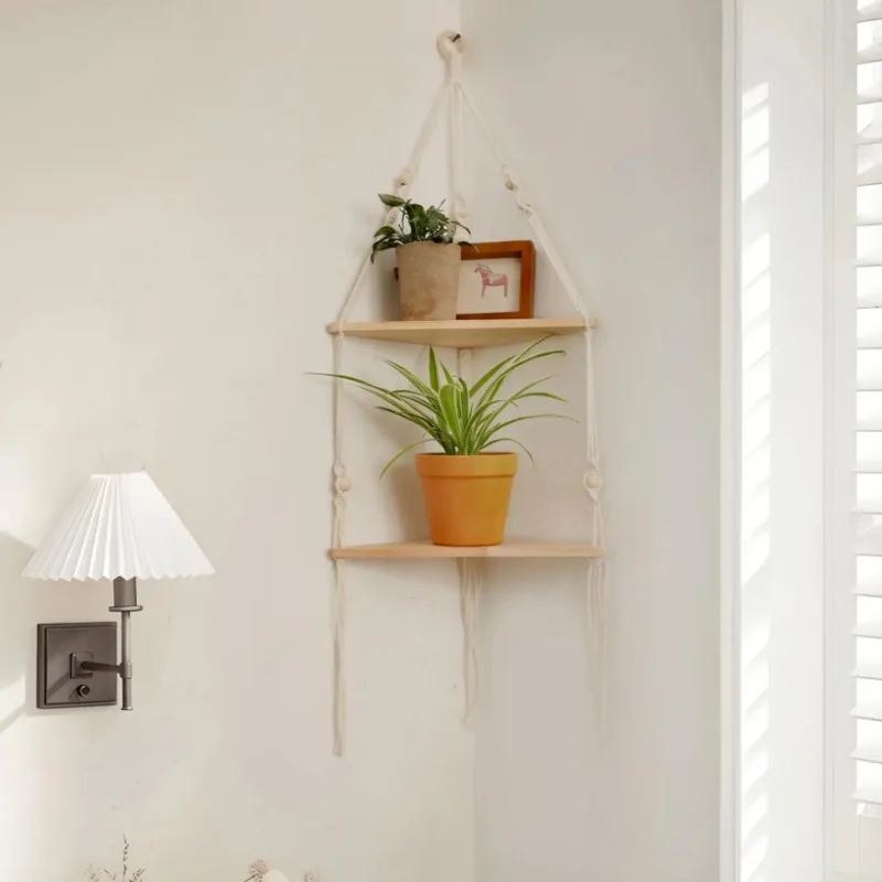 Угловая плавающая полка настенная подвесная деревенская деревянная треугольная