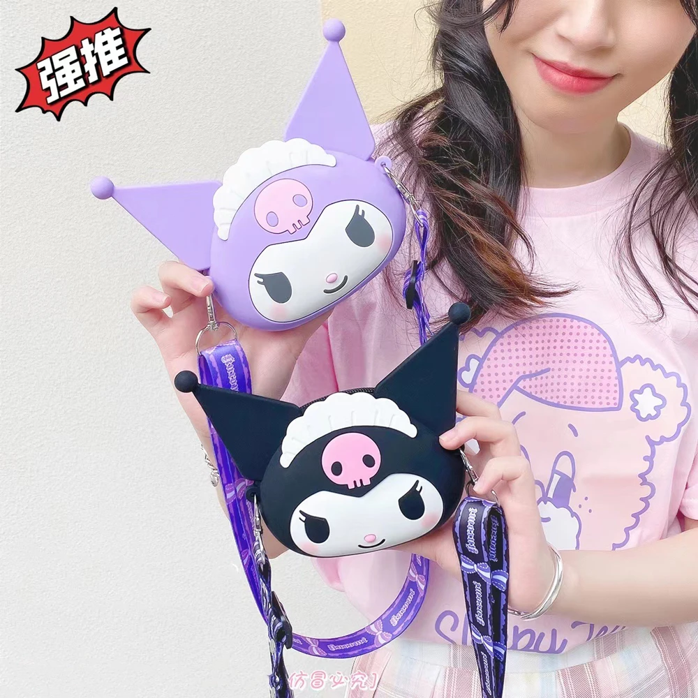 

Kawaii Kuromi сумка через плечо My Melody аниме периферийный Коричный силиконовый мешок кошельки сумка через плечо игрушка подарок на день рождения д...
