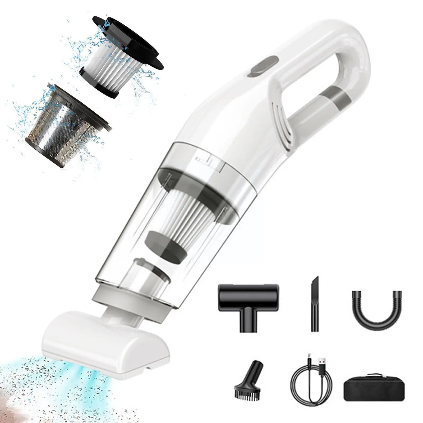 

Беспроводной ручной автомобильный пылесос, перезаряжаемый бытовой ручной пылесос двойного назначения, пылесос, мини-портативный пылесос ...