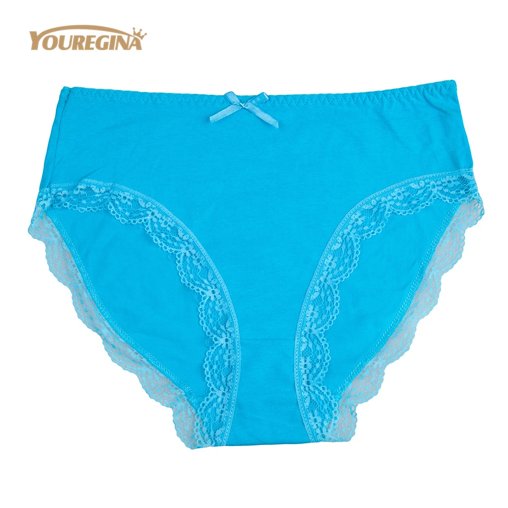 YOUREGINA Plus Size Underwear Women Sexy Solid Cotton Knickers Mid Waist Breathable Briefs Lingerie for Ladies 4XL 6 pcs/lot