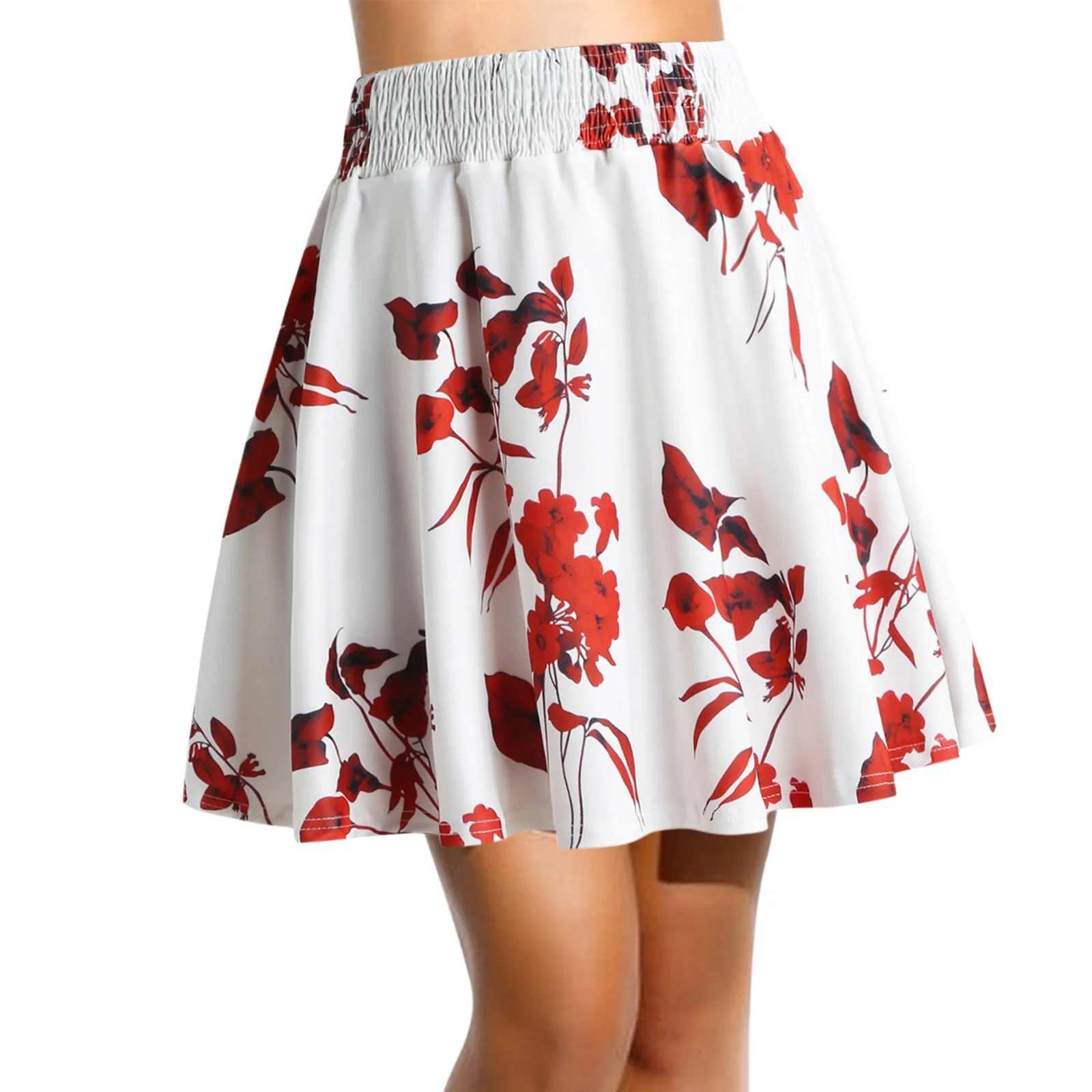

Womens Classic Daily Elegant Casual Prints Skirt Pleated Waist Design Mini Skirt