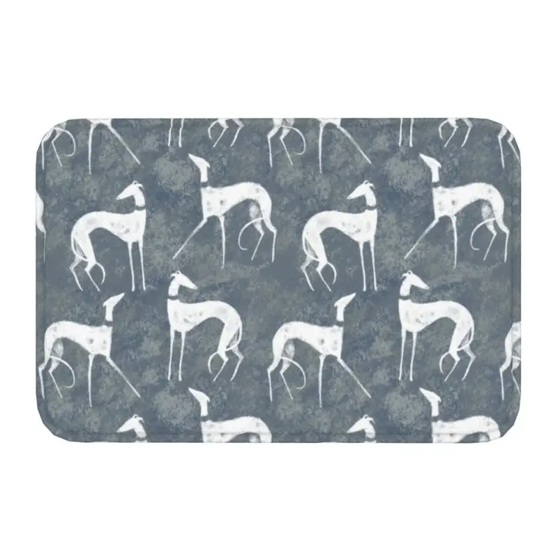 

White Galgos Doormat Anti-Slip Entrance Bath Kitchen Floor Door Mat Whippet Greyhound Hound Dog Rug Toilet Footpad Carpet