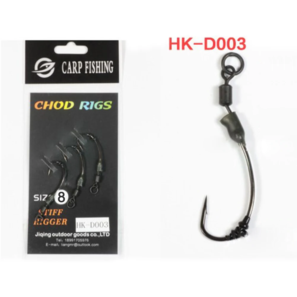 

3pcs/Pack Carp Fishing Ready Tied Ronnie Rigs Pre Made Spinner Rig Barbed Hooks Links Hair Combi Chod Rig 2 4 6 8 Pesca Iscas