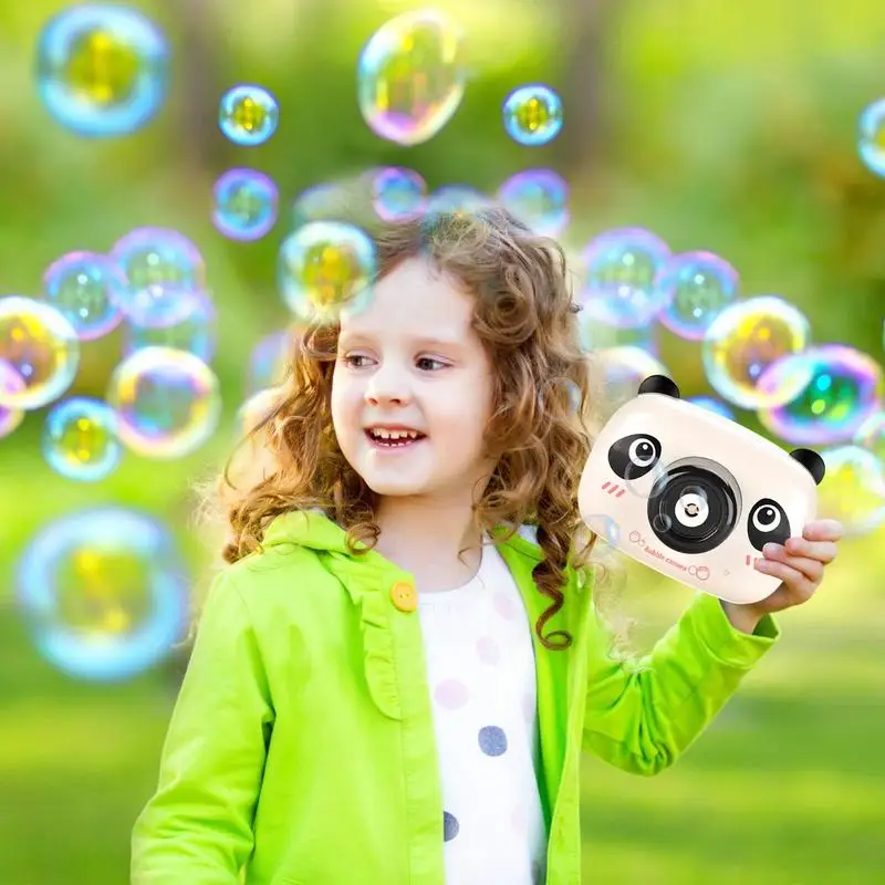 

Bubble Camera Panda Shape Automatic Bubble Blower Camera For Kids Sealed And Watertight Bubble Machine With Light And Music For