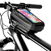 wild man bike bag waterproof touch screen front top tube bicycle bag 6 9 inch mobile phone case mtb bike accessories