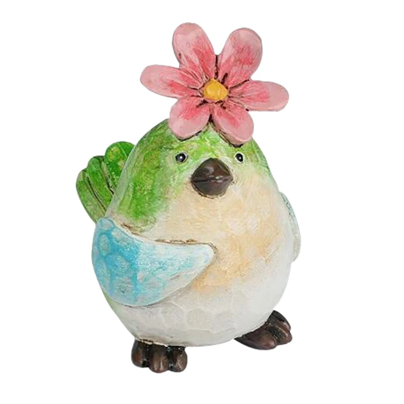 

Best Garden Statues Colorful Bird With Flower Statue Ornament Resin Animals Figurines For Home Garden Courtyard Decoration