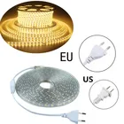 Уличная водонепроницаемая светодиодная лента с теплым белым светом SMD 5050, светодиодная ленсветильник, декоративная Гибкая светильник ветительная полоса с европейской вилкой для рождественских праздников