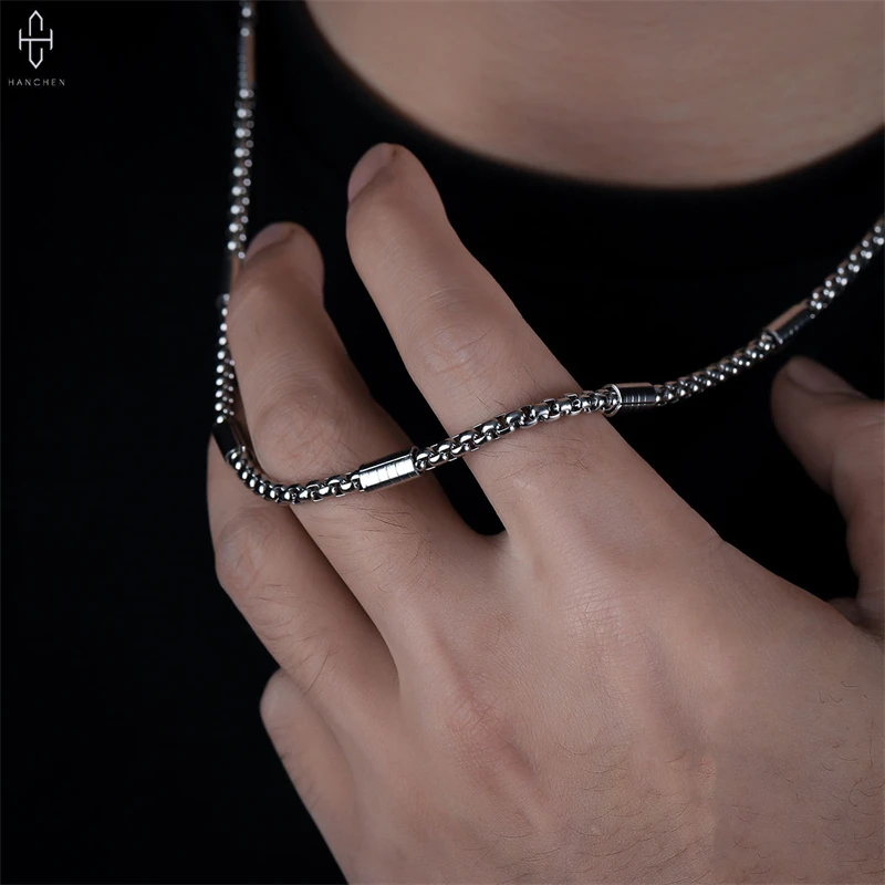 Модная посеребренная круглая цепочка-коробка 5 мм ожерелье из нержавеющей стали