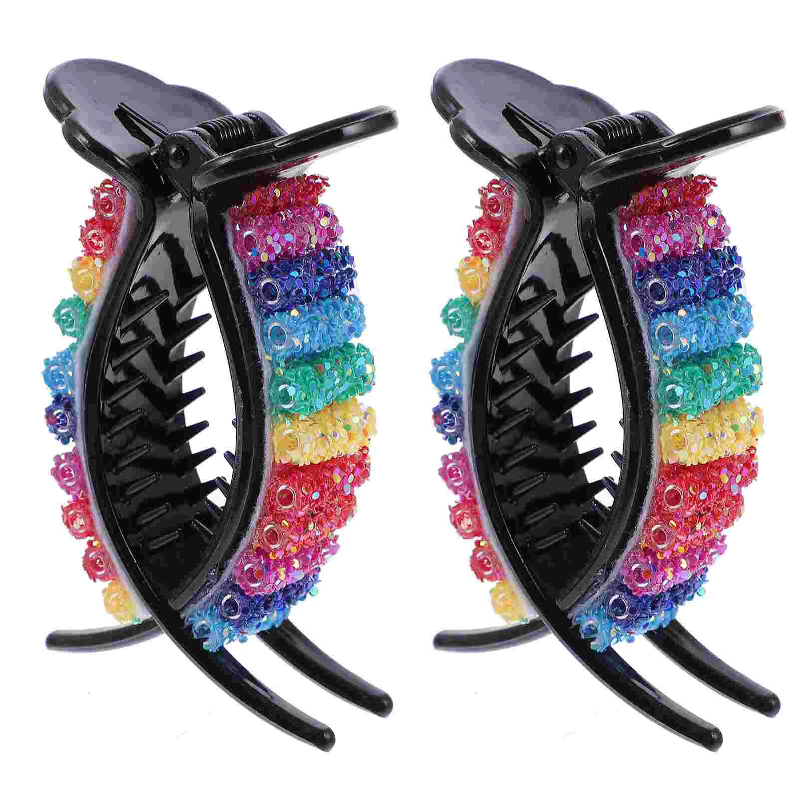 

2 Pcs Hair Dryer Colorful Female Clamp Decorative Clips Giant Strong Hold Barrette Jaw Claw Resin Barrettes Vintage