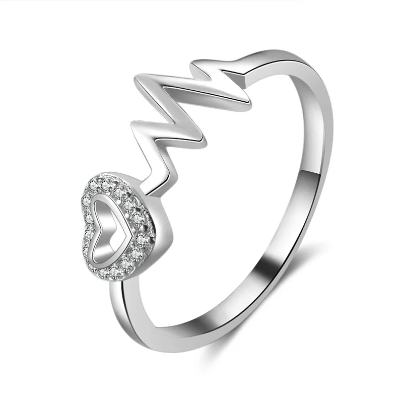 

S925 Sterling Silver Love Heart ECG Ring - You Are The Beat of My Heart, Jewelry Heartbeat Ring, Gift for Women Gifts for Her