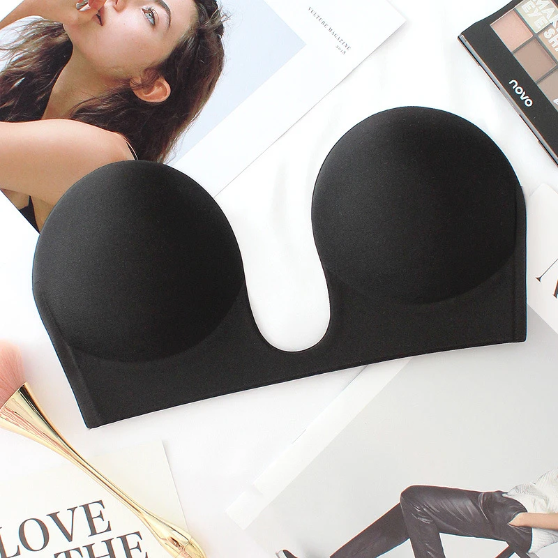 Roseheart Black Invisible Bras Strapless Underwear Sexy Bralette Lingerie Seamless Party Wedding Bra for Women A B C D Female